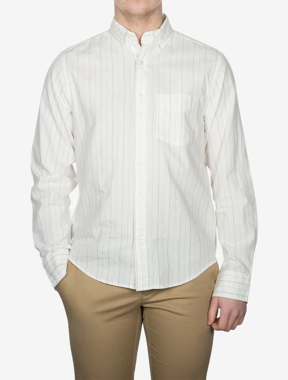 Regular Archive Oxford Stripe Shirt Eggshell