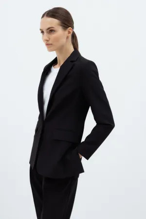 SINGLE-BREASTED FITTED BLACK JACKET