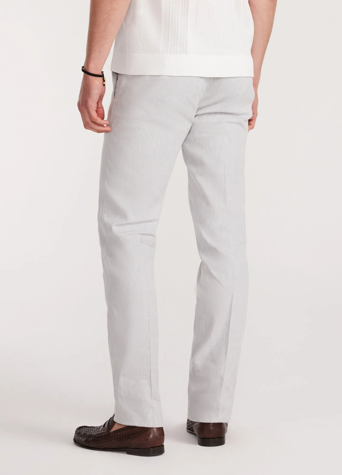 Stretch Linen Cotton Pants Silver