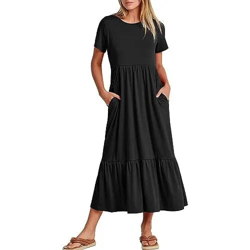 TastyHottie - Women's Summer Casual Short Sleeve Crewneck Swing Dress