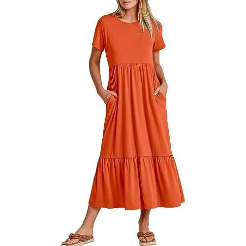 TastyHottie - Women's Summer Casual Short Sleeve Crewneck Swing Dress