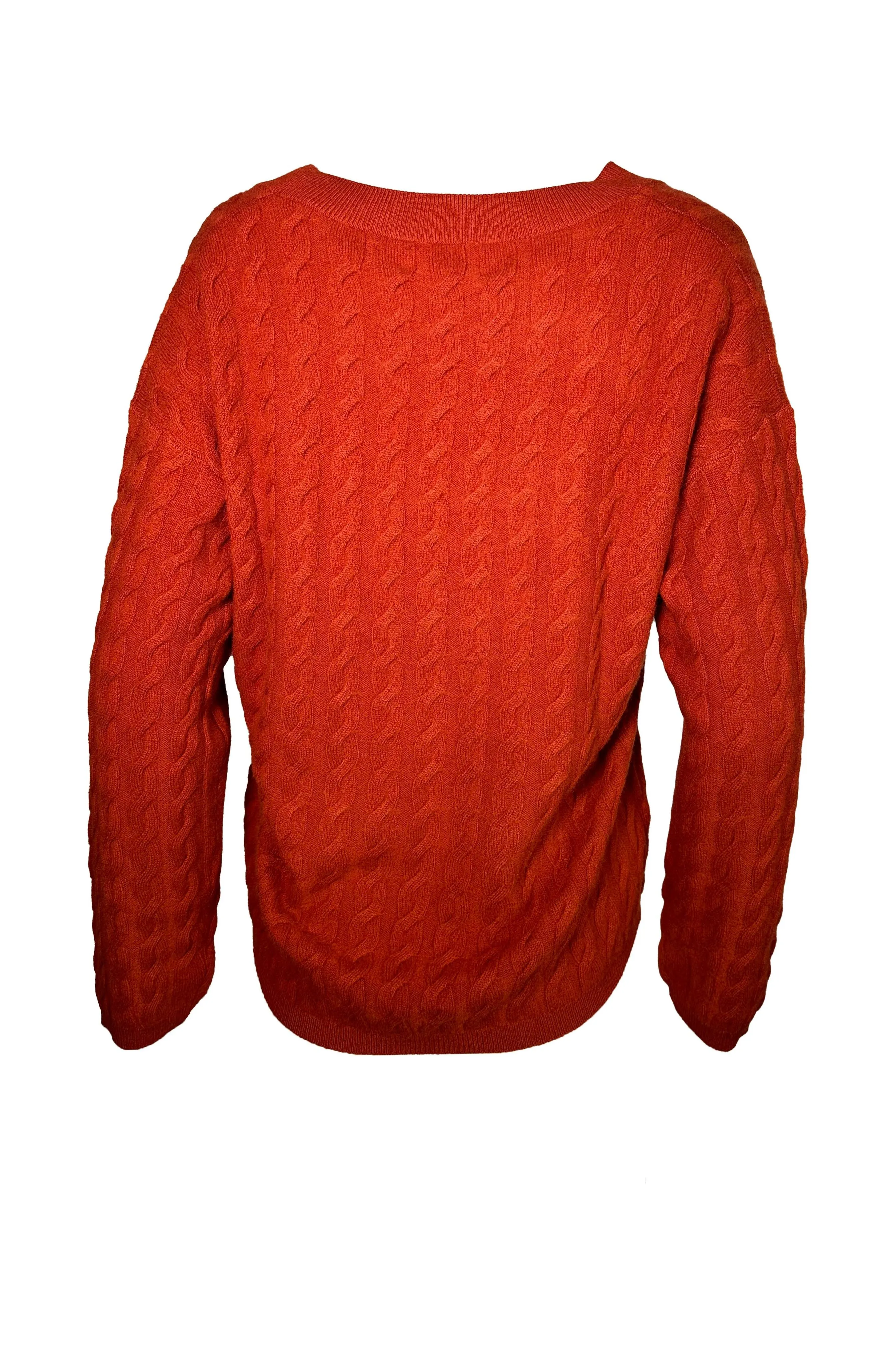 W. Cashmere Stetson Cable Knit V-Neck Pullover 24FHA0101R1 | Maple Red